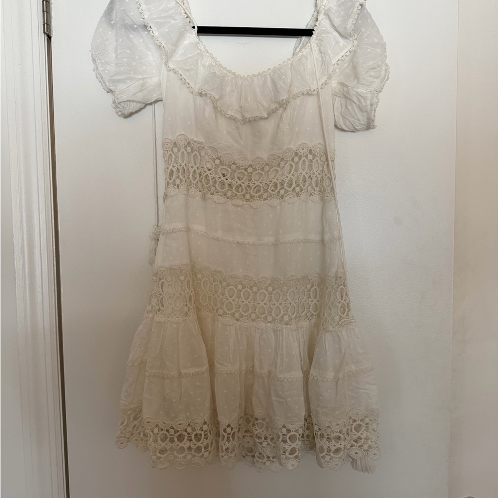 Free People Cream Lace Mini Dress